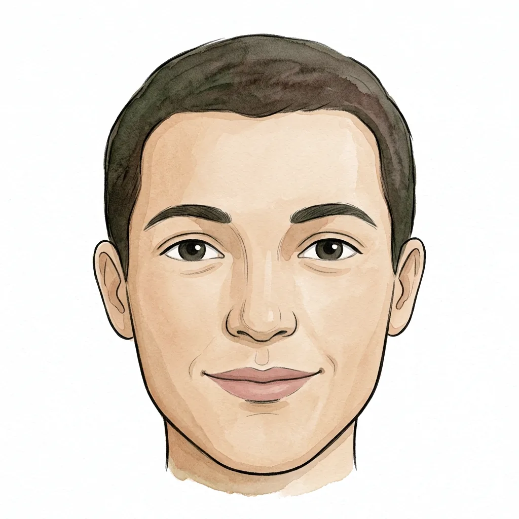 Kresba mužské tváře zepředu.
